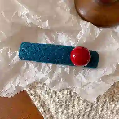 蒙妮 复古红珠撞色高端 布艺/合金 发夹 女款