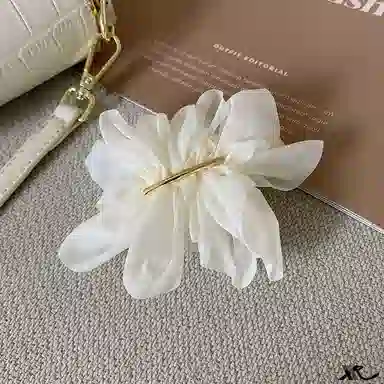 蒙妮 超仙雪纺花朵气质一字夹 合金 发夹 女款