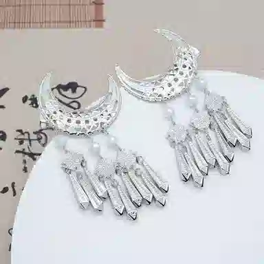 蒙妮 复古轻奢民族步摇流苏鸭嘴夹 合金 发夹 女款