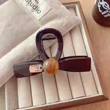 蒙妮 复古蝴蝶结发抓夹气质少女#好运 亚克力 发夹 女款