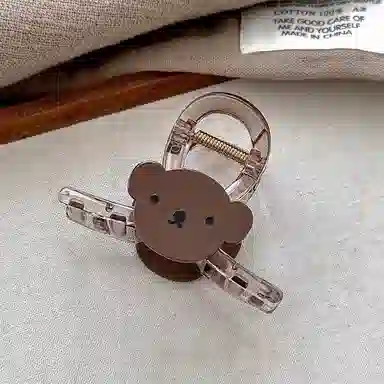 蒙妮 萌趣可爱小熊大号抓夹 亚克力 发夹 男女同款情侣款