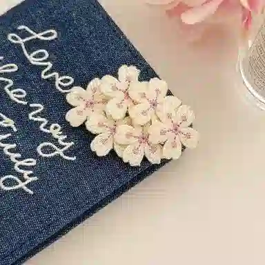 蒙妮 森系甜美刺绣花朵 布艺 发夹 女款