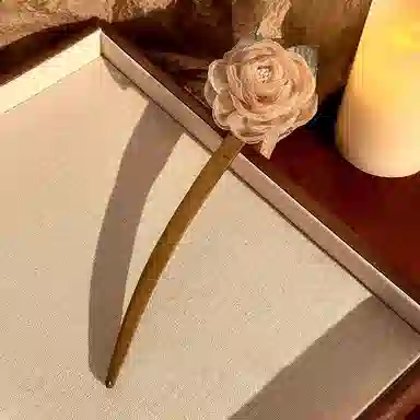 蒙妮 小清新玫瑰花 网纱/木 发簪 女款