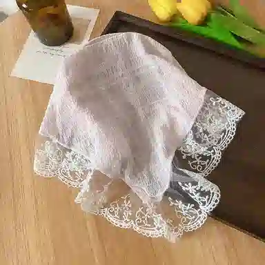 蒙妮 夏日清晰发箍款三角巾 蕾丝 头巾 女款