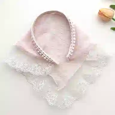 蒙妮 夏日清晰发箍款三角巾 蕾丝 头巾 女款