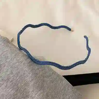 蒙妮 韩式极细波浪牛仔布头箍发卡 亚克力/布艺 发箍 女款