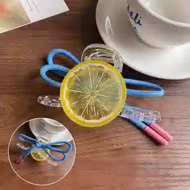 蒙妮 清新夏日柠檬蝴蝶结大号抓夹 亚克力 发夹 女款
