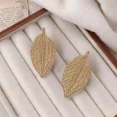 蒙妮 小清新森系刺绣树叶侧边夹 布艺 发夹 男女同款情侣款