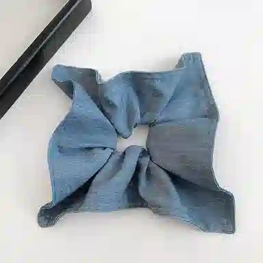 蒙妮 简约牛仔风纯色方巾 布艺 发圈 女款