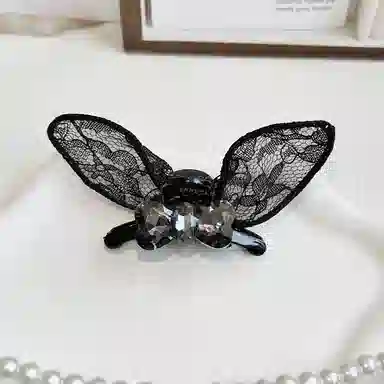 蒙妮 黑色精灵蝴蝶抓夹 布艺 发夹 女款