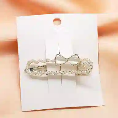 蒙妮 水钻珍珠蝴蝶结 合金 发夹 男女同款情侣款