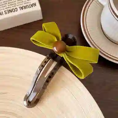 蒙妮 秋冬季复古蝴蝶结头发一字夹 亚克力/丝绒 发夹 女款