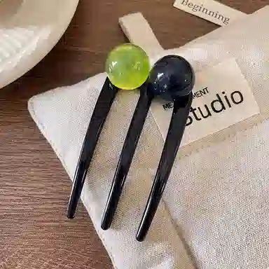 蒙妮 日常通勤三齿梳珍珠簪子 树脂 发簪 女款