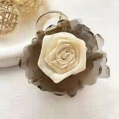 蒙妮 新中式玫瑰干枯花朵 布艺 发夹 女款