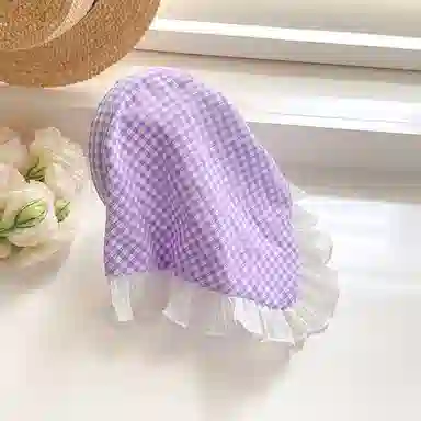 蒙妮 田园风蕾丝格子三角巾 布艺 发箍 女款