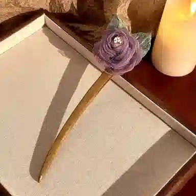 蒙妮 小清新玫瑰花 网纱/木 发簪 女款