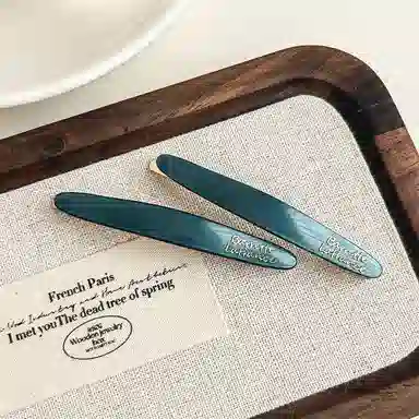 蒙妮 柳叶金标字母一字夹 醋酸 发夹 女款