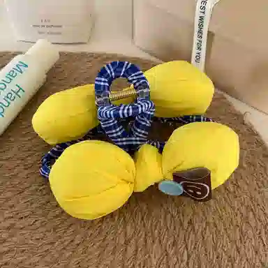 蒙妮 韩系可爱充棉立体蝴蝶结笑脸大号抓夹#好运 树脂/布艺 发夹 女款