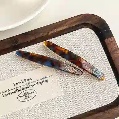 蒙妮 柳叶金标字母一字夹 醋酸 发夹 女款