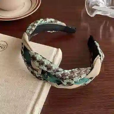 蒙妮 高颅顶千鸟格麻花带宽边头箍 亚克力/布艺 发箍 女款