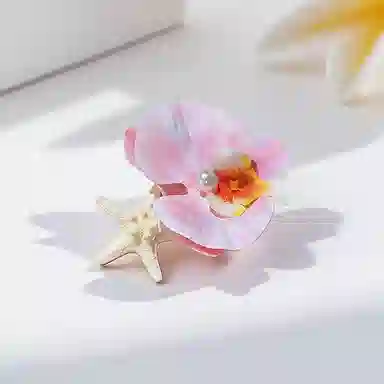 蒙妮 夏日海星蝴蝶兰花朵#好运 树脂 发夹 女款