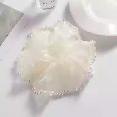 蒙妮 法式赫本珍珠钉珠大肠圈 网纱 发圈 女款