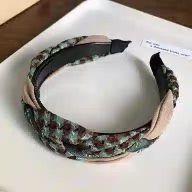 蒙妮 高颅顶千鸟格麻花带宽边头箍 亚克力/布艺 发箍 女款