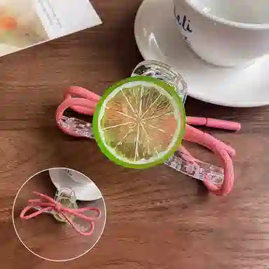 蒙妮 清新夏日柠檬蝴蝶结大号抓夹 亚克力 发夹 女款