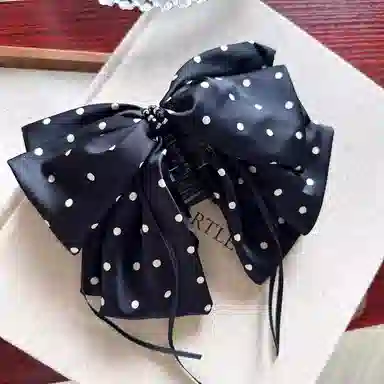 蒙妮 蝴蝶结波点飘带抓夹 亚克力/布艺 发夹 女款