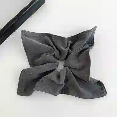 蒙妮 简约牛仔风纯色方巾 布艺 发圈 女款