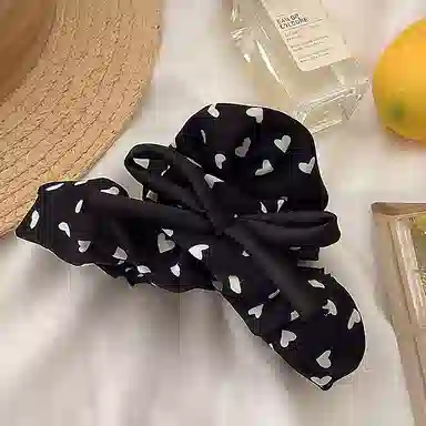 蒙妮 法式气质蝴蝶结爱心波点#好运 布艺 发夹 女款