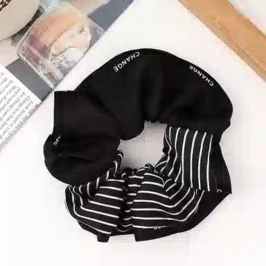 蒙妮 韩系气质 拼色条纹高级感 布艺 发圈 女款