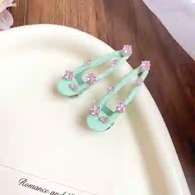 蒙妮 薄荷绿超仙粉色 合金 发夹 女款