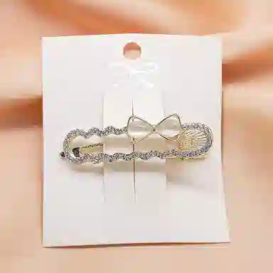 蒙妮 水钻珍珠蝴蝶结 合金 发夹 男女同款情侣款