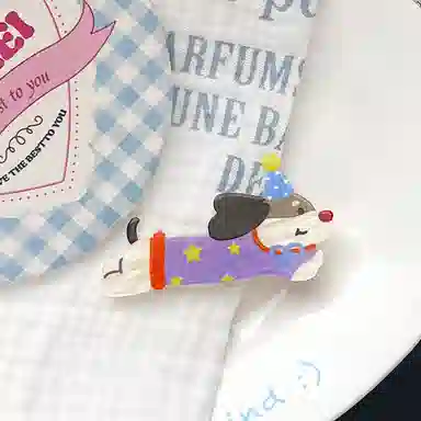 蒙妮 可爱卡通小狗派对鸭嘴夹 亚克力 发夹 男女同款情侣款