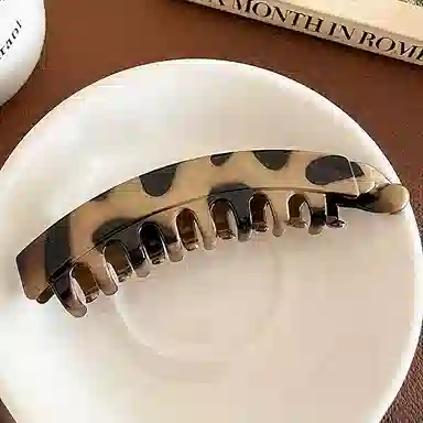 蒙妮 复古豹纹一字香蕉夹 树脂 发夹 女款