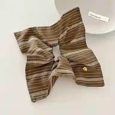 蒙妮 老钱风条纹超大方巾大肠圈 布艺 发圈 女款