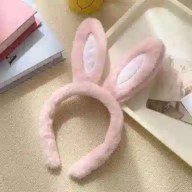 蒙妮 网红毛绒兔耳朵可爱 布艺 发箍 男女同款情侣款