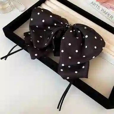 蒙妮 蝴蝶结波点飘带抓夹 亚克力/布艺 发夹 女款