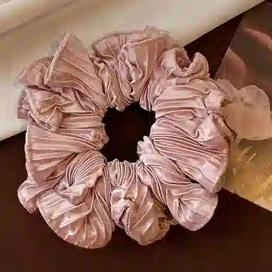 蒙妮 韩系温柔褶皱金标大肠圈 布艺 发圈 女款