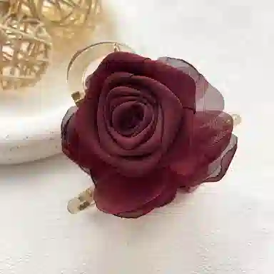 蒙妮 新中式玫瑰干枯花朵 布艺 发夹 女款