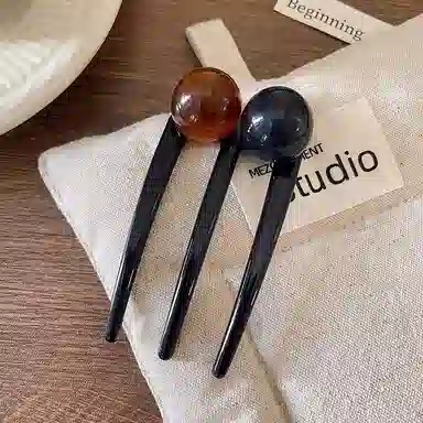 蒙妮 日常通勤三齿梳珍珠簪子 树脂 发簪 女款