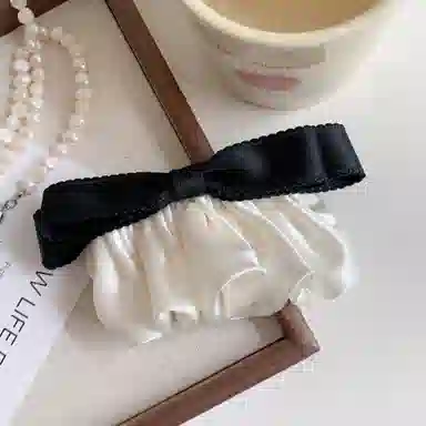 蒙妮 缎面蝴蝶结褶皱侧边夹 涤纶 发夹 女款
