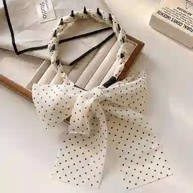 蒙妮 时尚雪纺波点飘带 布艺 发箍 女款