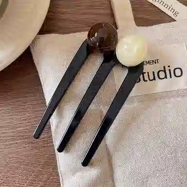 蒙妮 日常通勤三齿梳珍珠簪子 树脂 发簪 女款