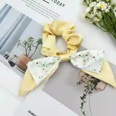 蒙妮 超仙碎花蝴蝶结飘带 布艺 发圈 女款