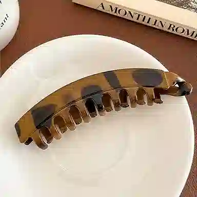 蒙妮 复古豹纹一字香蕉夹 树脂 发夹 女款