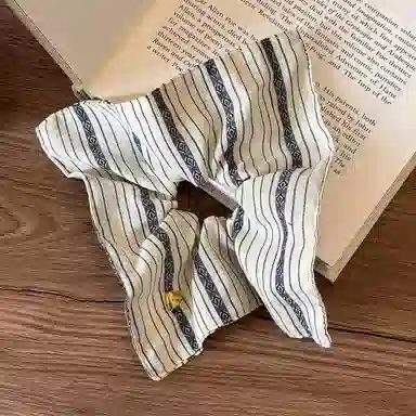 蒙妮 老钱风条纹超大方巾大肠圈 布艺 发圈 女款