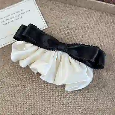 蒙妮 缎面蝴蝶结褶皱侧边夹 涤纶 发夹 女款