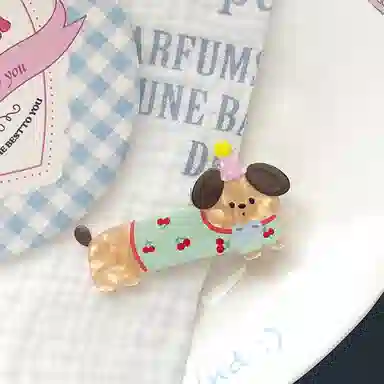 蒙妮 可爱卡通小狗派对鸭嘴夹 亚克力 发夹 男女同款情侣款